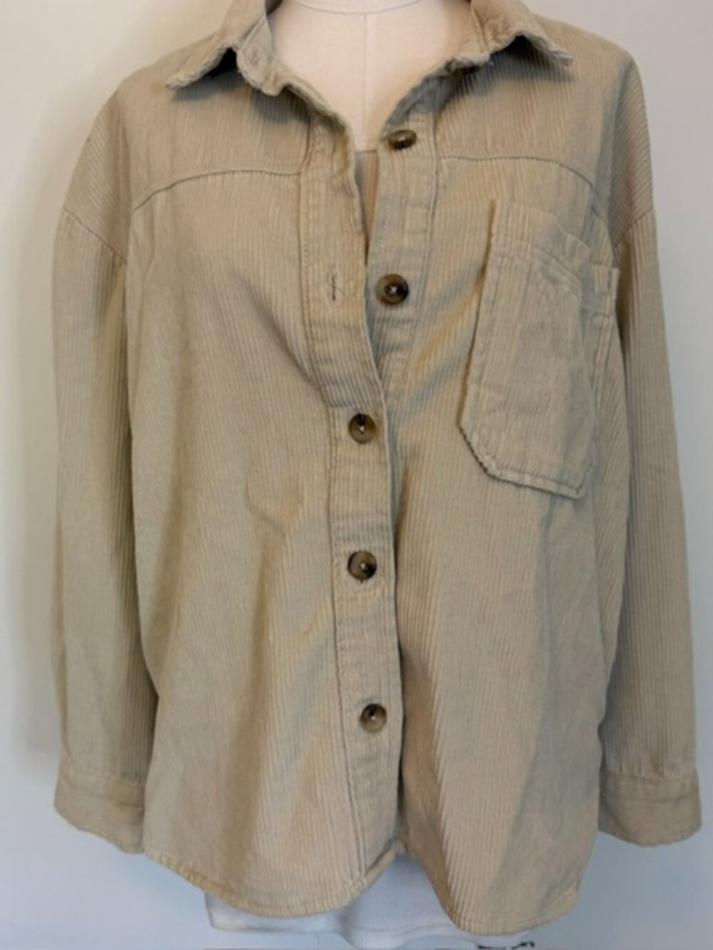 Corduroy Shacket Women's Medium Cream Button Jacket Shirt Casual M Kensie Jeans